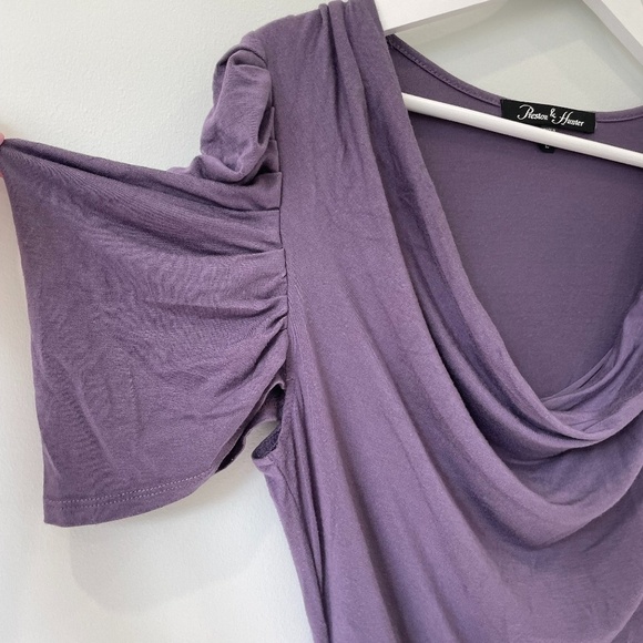 Preston & Hunter Plum Ruffle Sleeve Scoop Neck Top - Picture 3 of 6